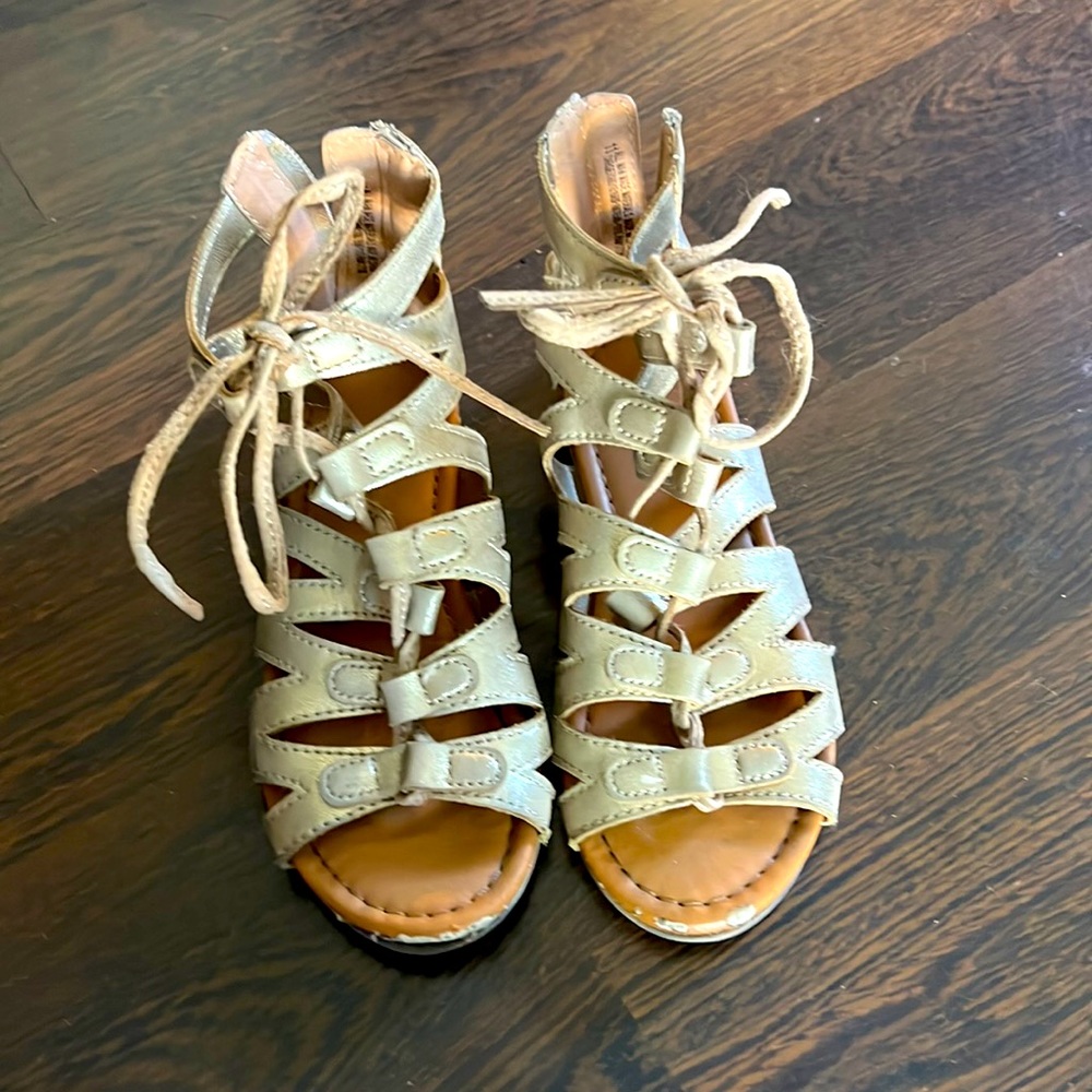 Girls size toddler 11 gold gladiator sandals